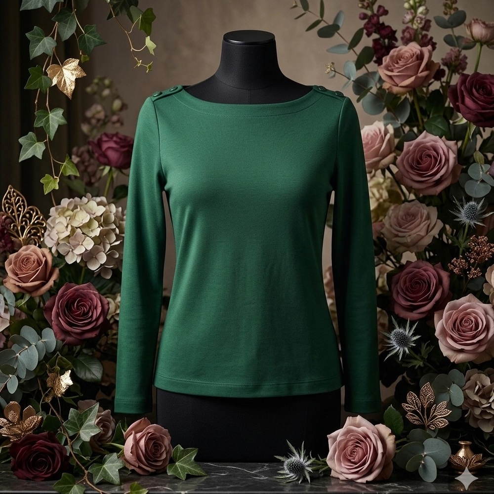J Jill  Top Blouse Womens XSmall Grenn Ponte Round Neck Long Sleeve Knit… - Picture 3 of 16